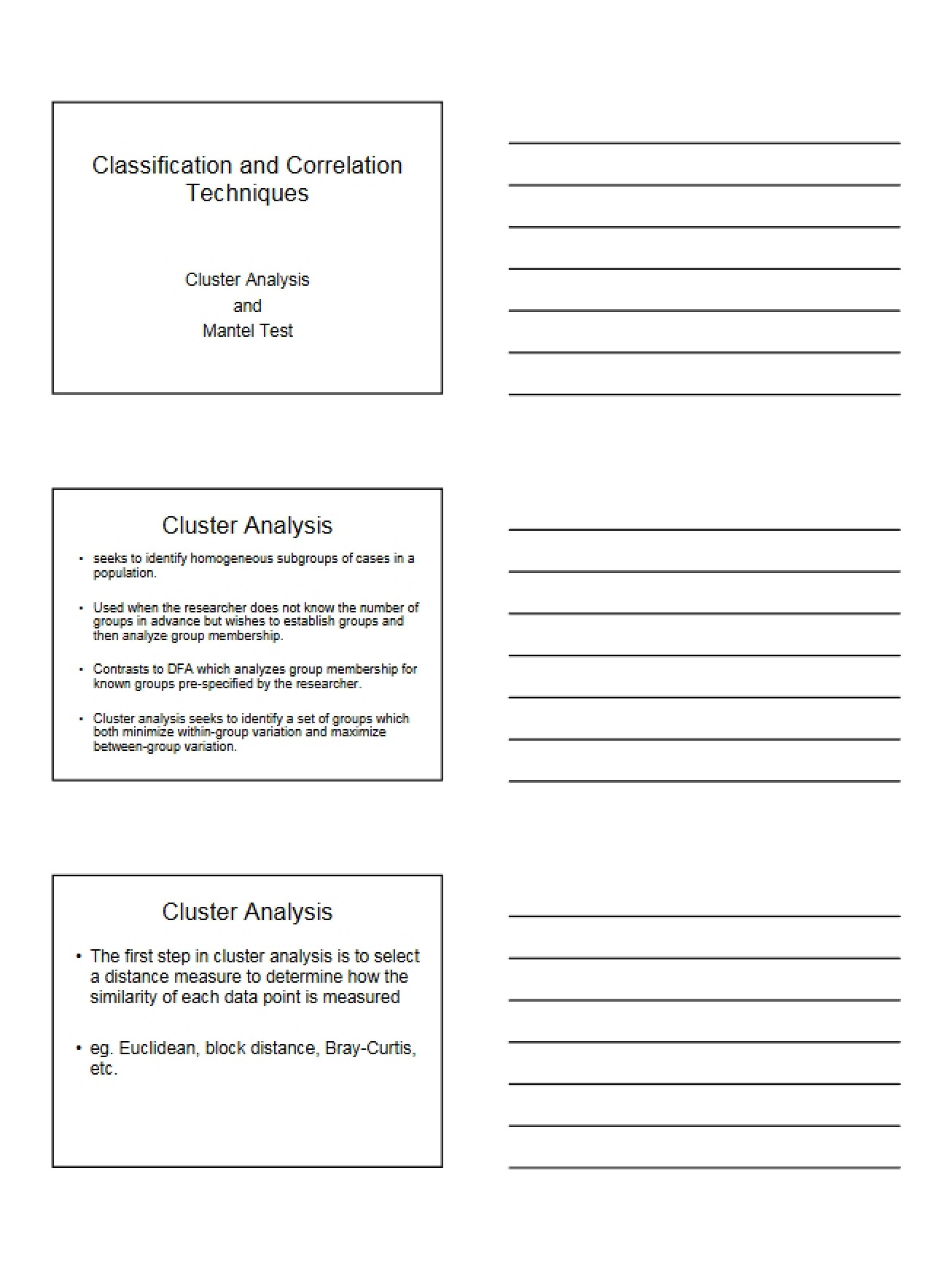 Classification and Correlation Techniques