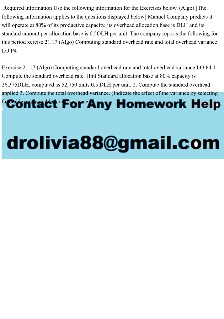 Managerial Accounting Exercises