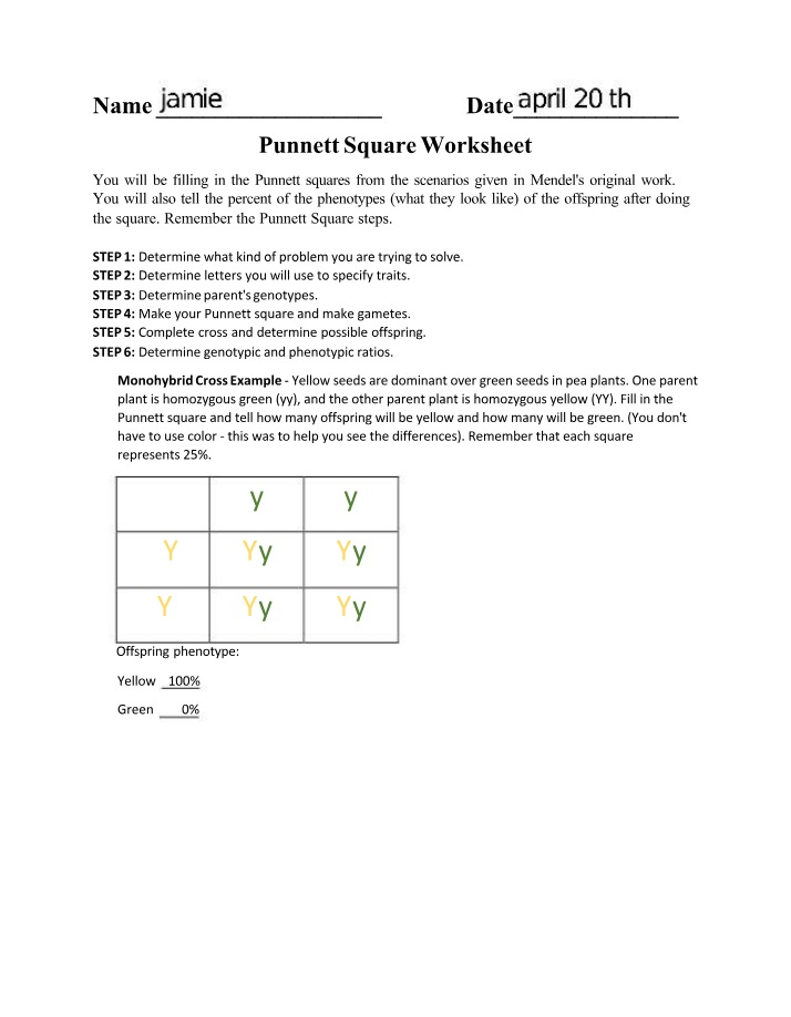 Solving Genetic Problems with Mendel's Punnett Squares