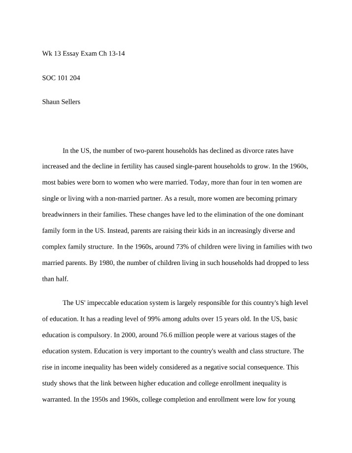 Week 13 - Chapter 13-14 Essay Exam