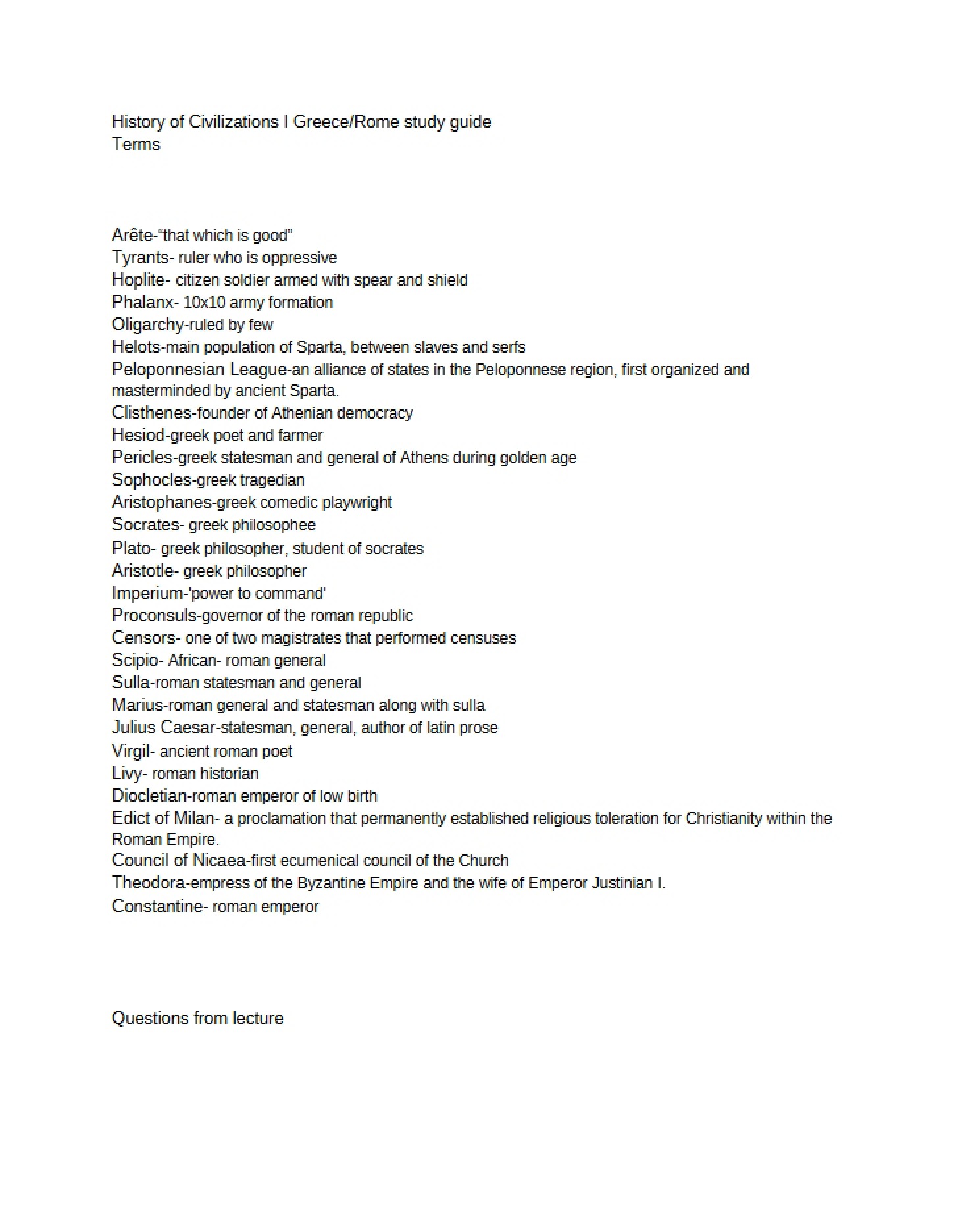 Study Guide Greece and Rome