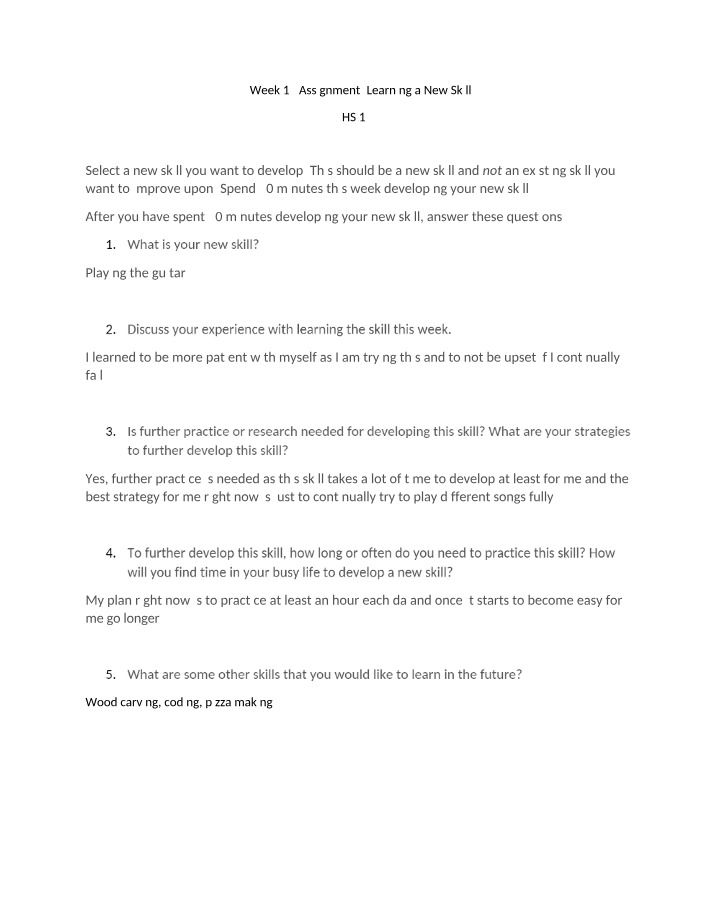 Assignment - Learning a New Skill (Week 12)