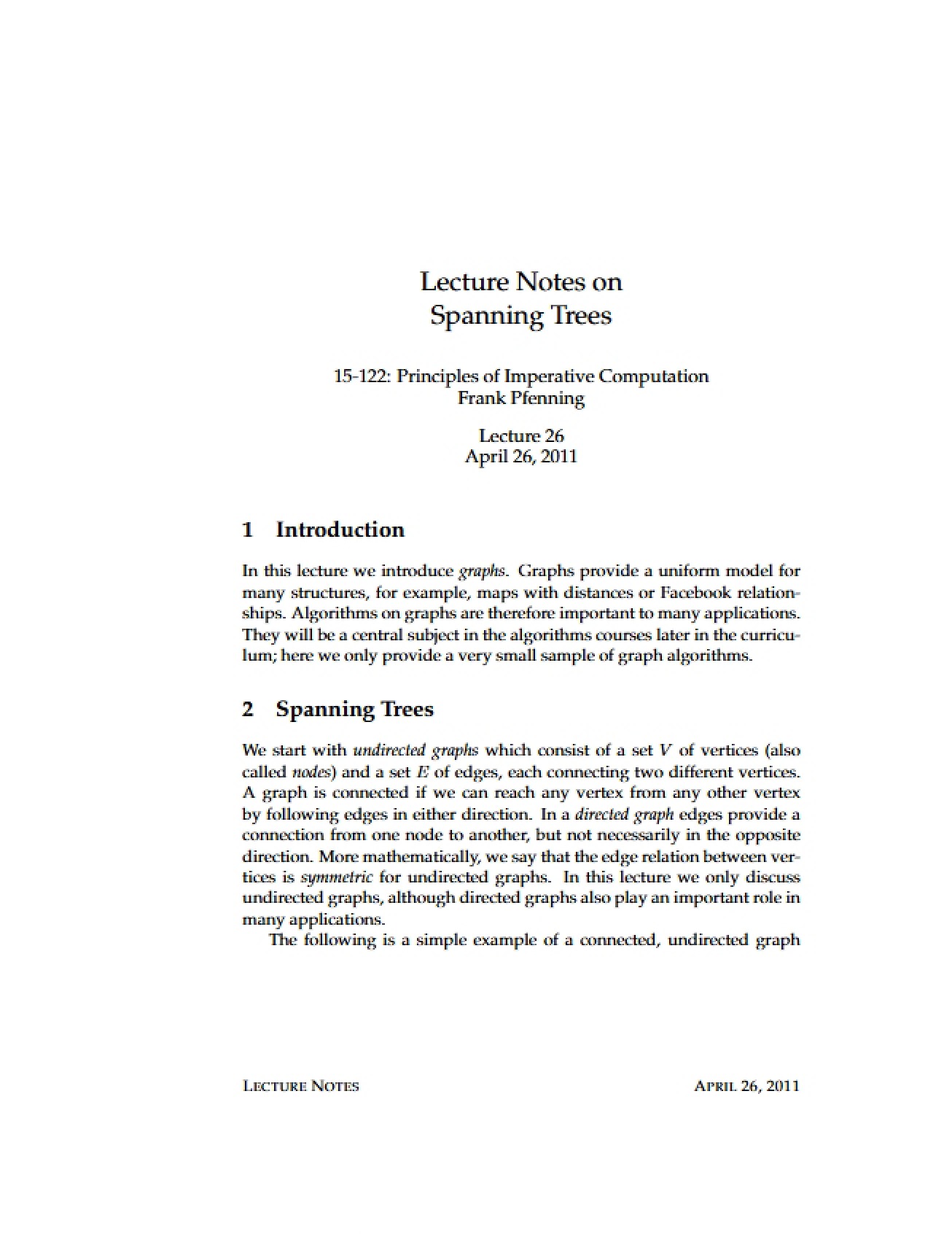 Spanning Tree Lecture Notes