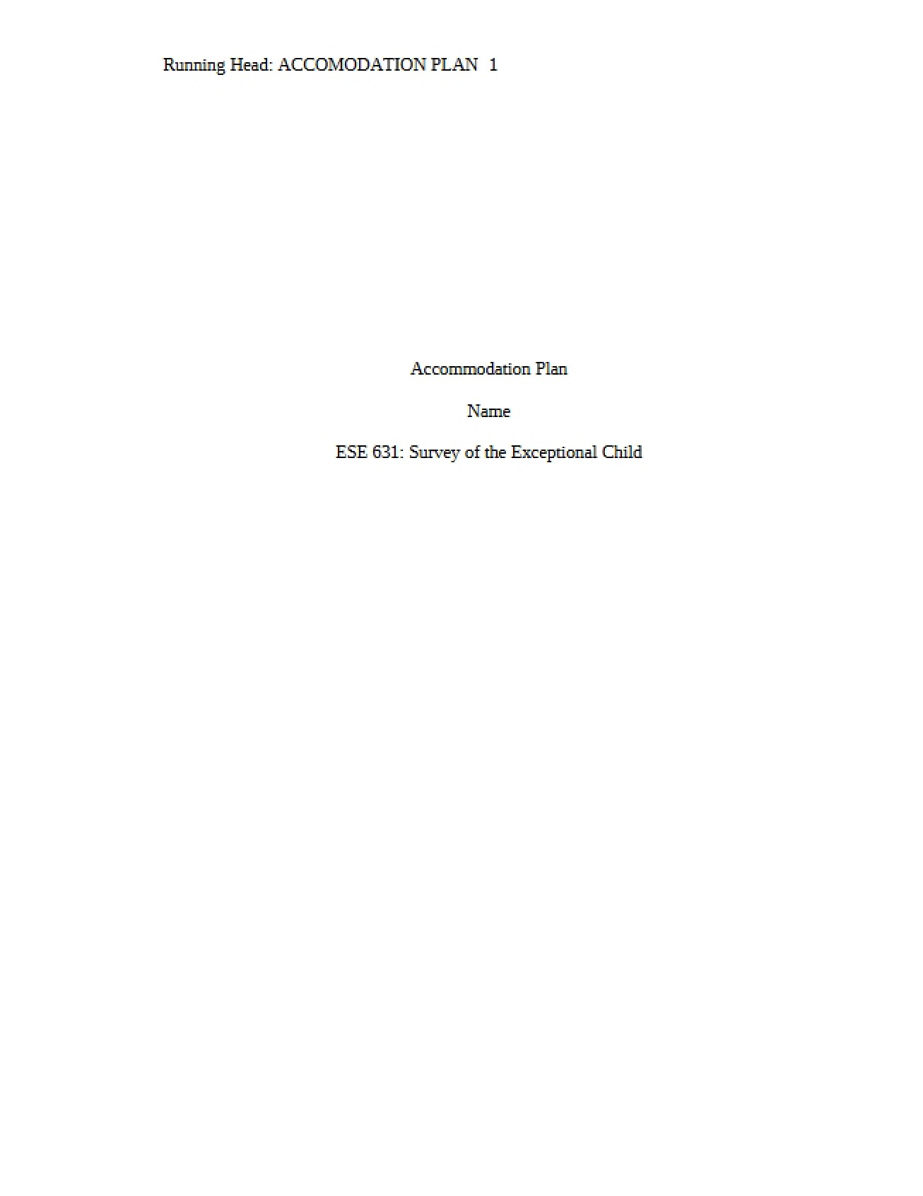 Plan for Accommodations
