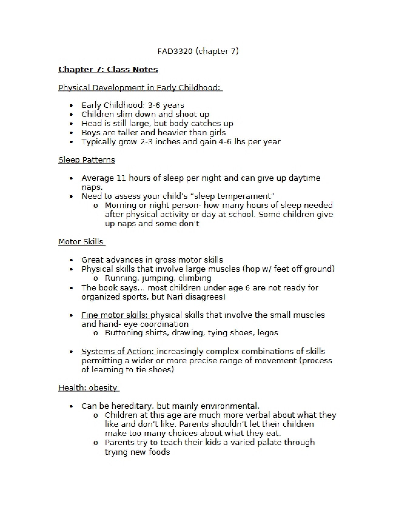 Class Notes pertaining to the Seventh Chapter