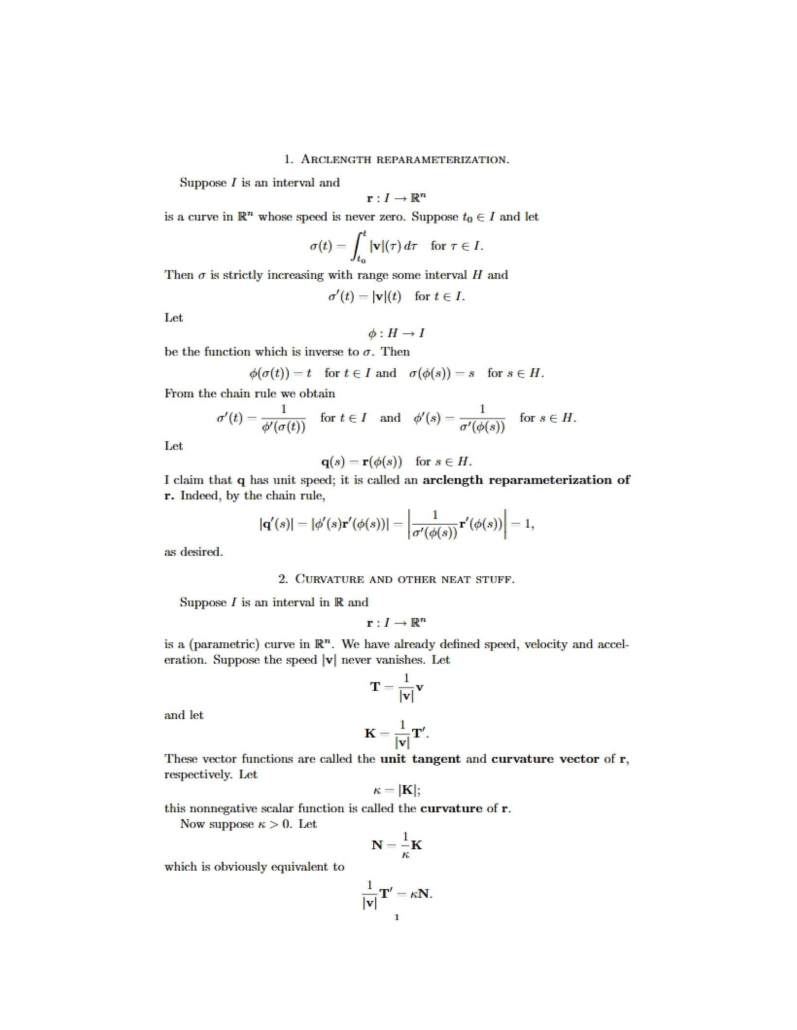 Reparameterization of Arclength