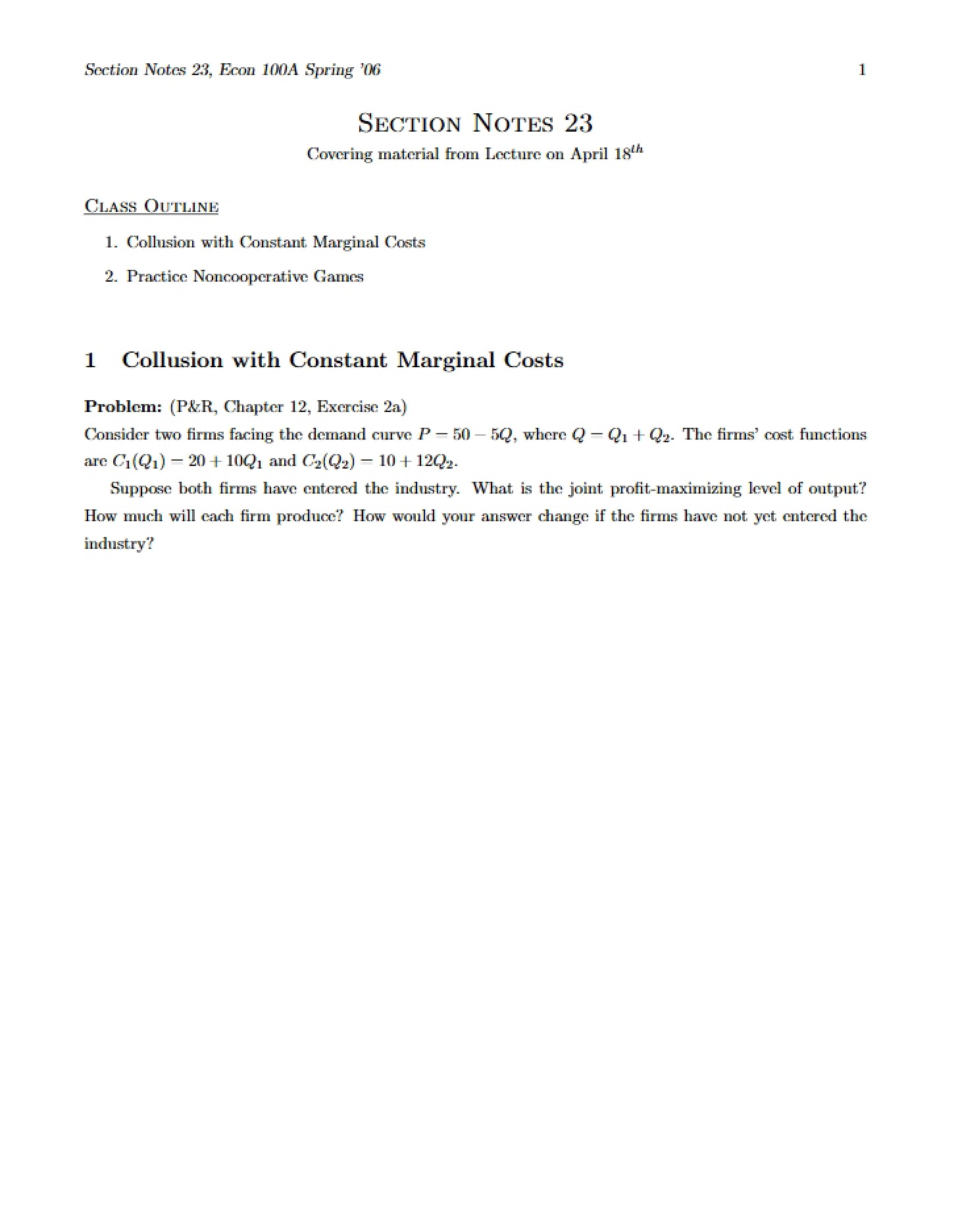 Section Twenty-Three Notes