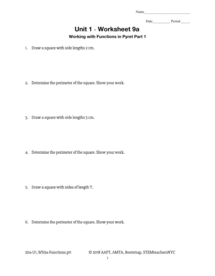Worksheet 9a Part 1 - Working with Functions in Pyret