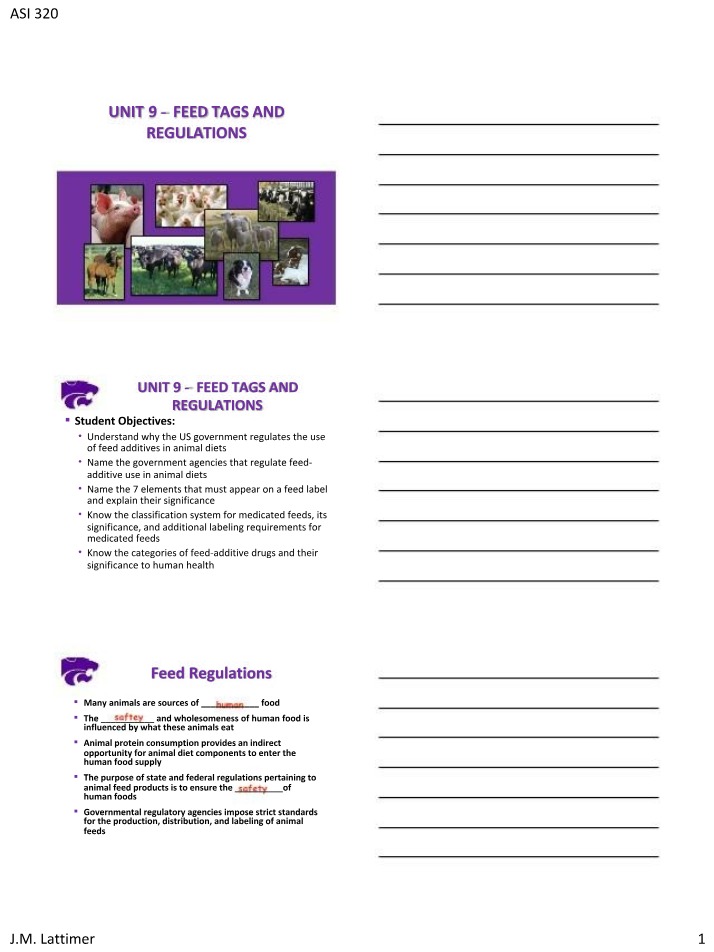 Feed Tags and Regulations - Unit 9 Notes