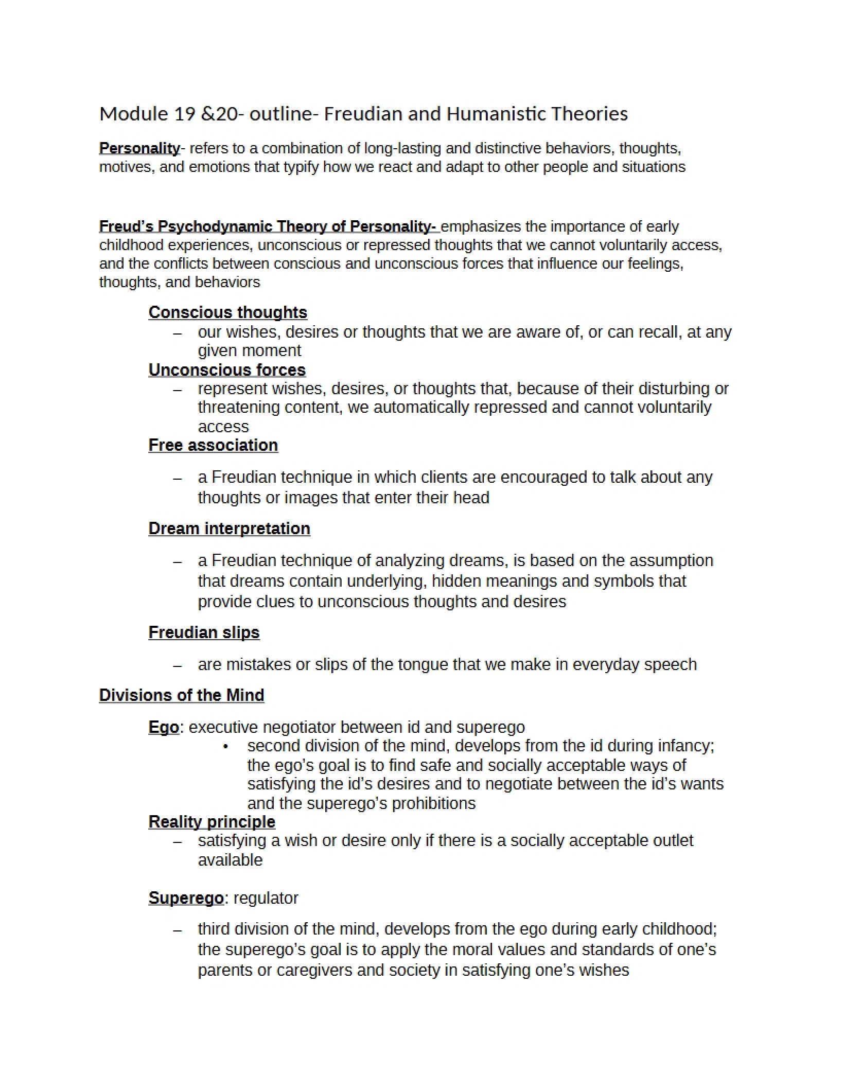 Humanistic and Freudian Theories - 15 Pages