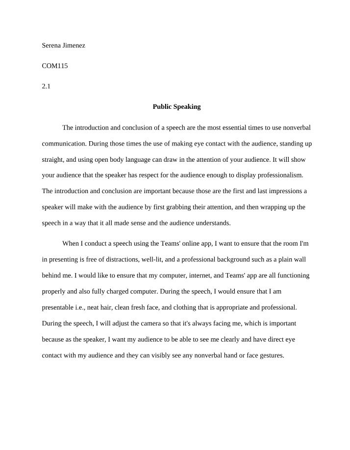 Public Speaking - COM115 Notes