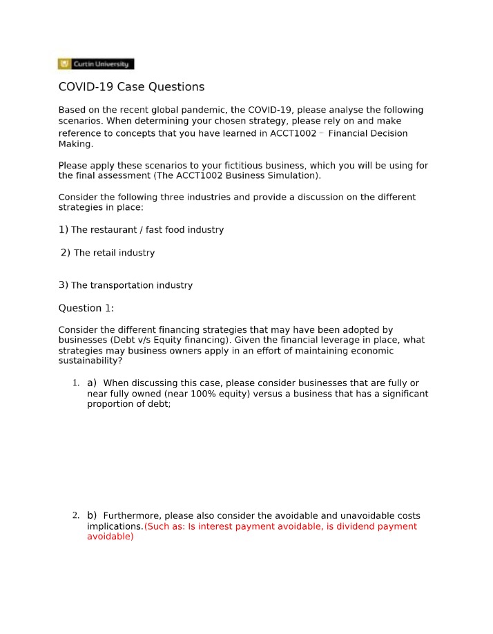Case Study Questions - COVID-19