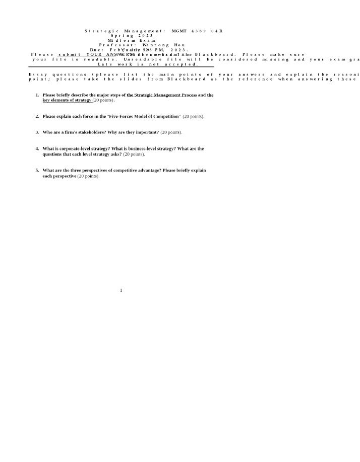 FINA 3383 Midterm Exam