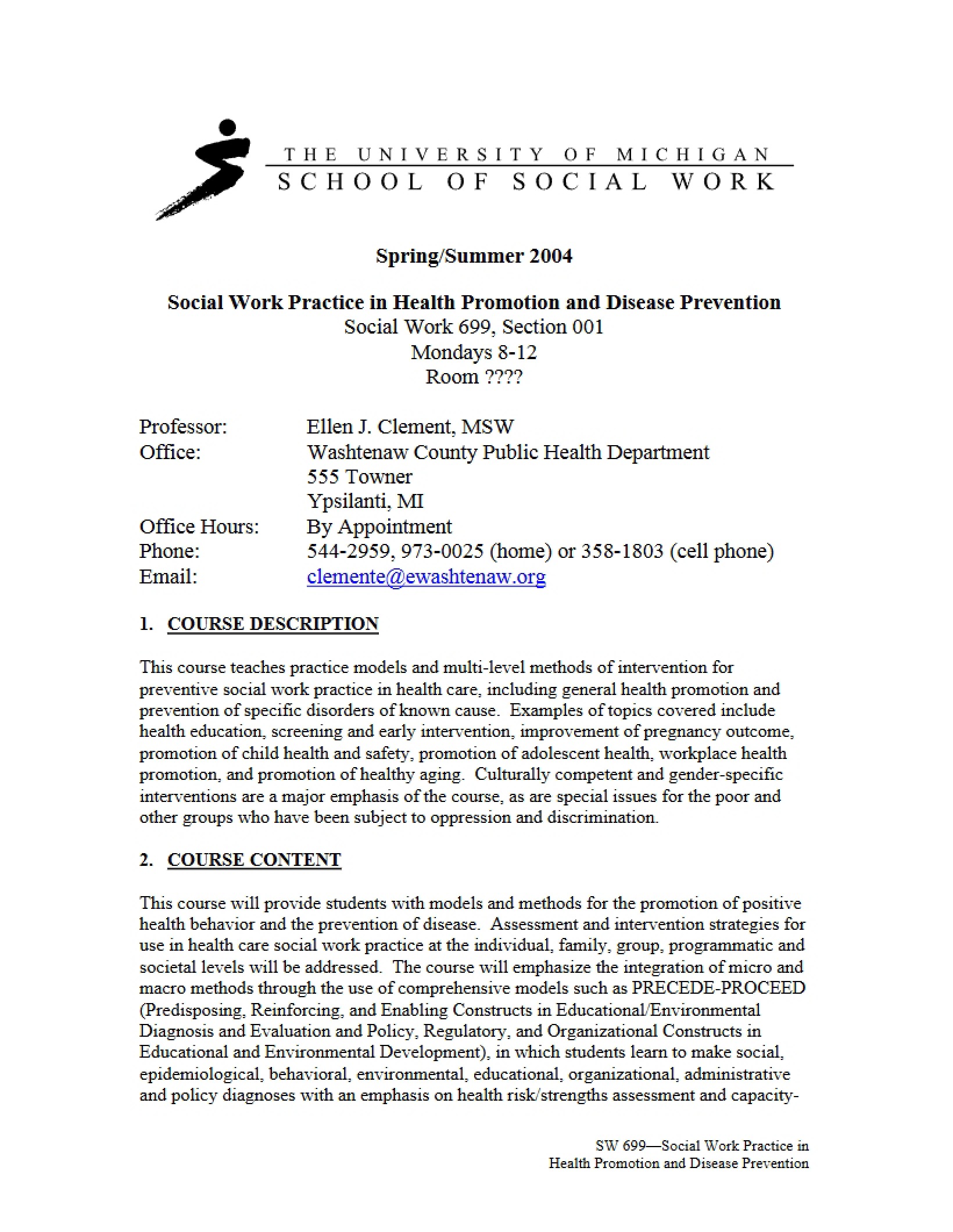 Social Work 699 Syllabus