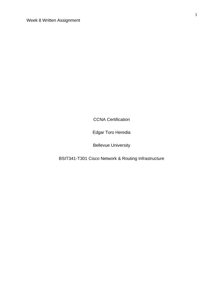Written Assignment for Week 8