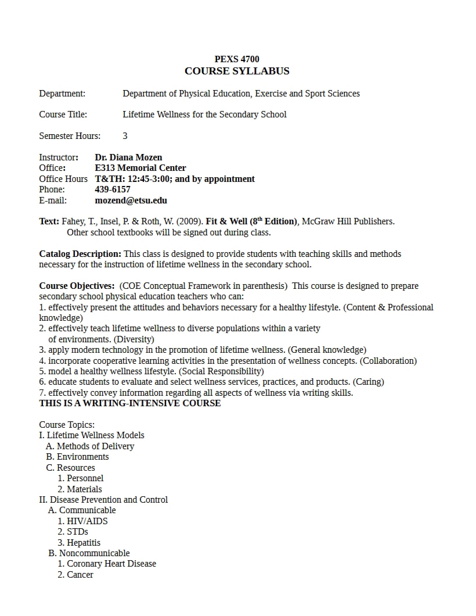 Secondary PE Syllabus