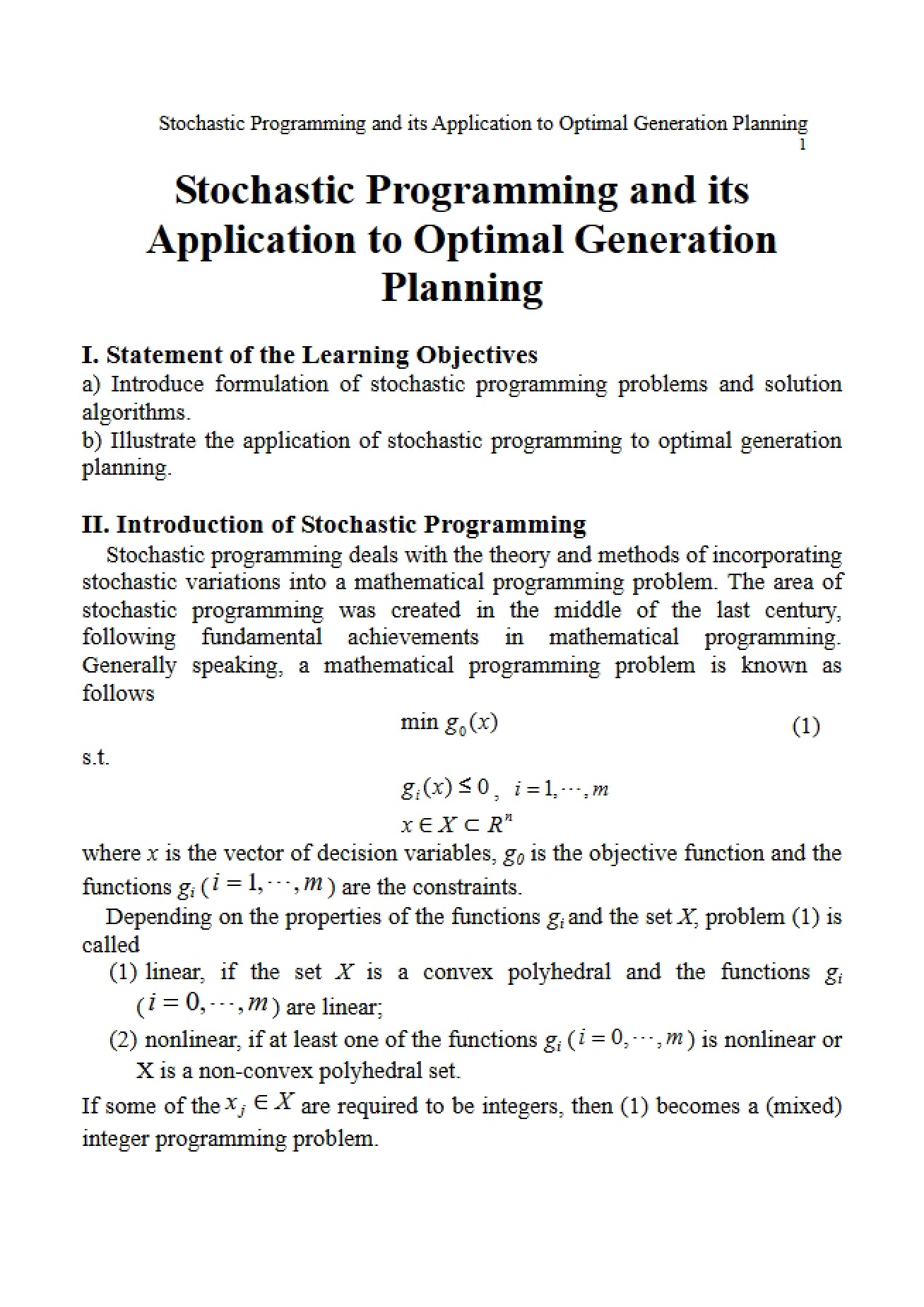 Introduction to the Field of Stochastic Programming
