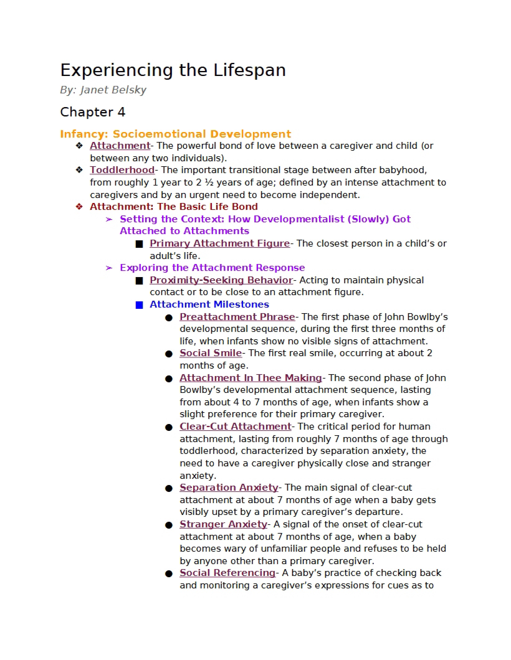 Overview of Lifespan Experiences