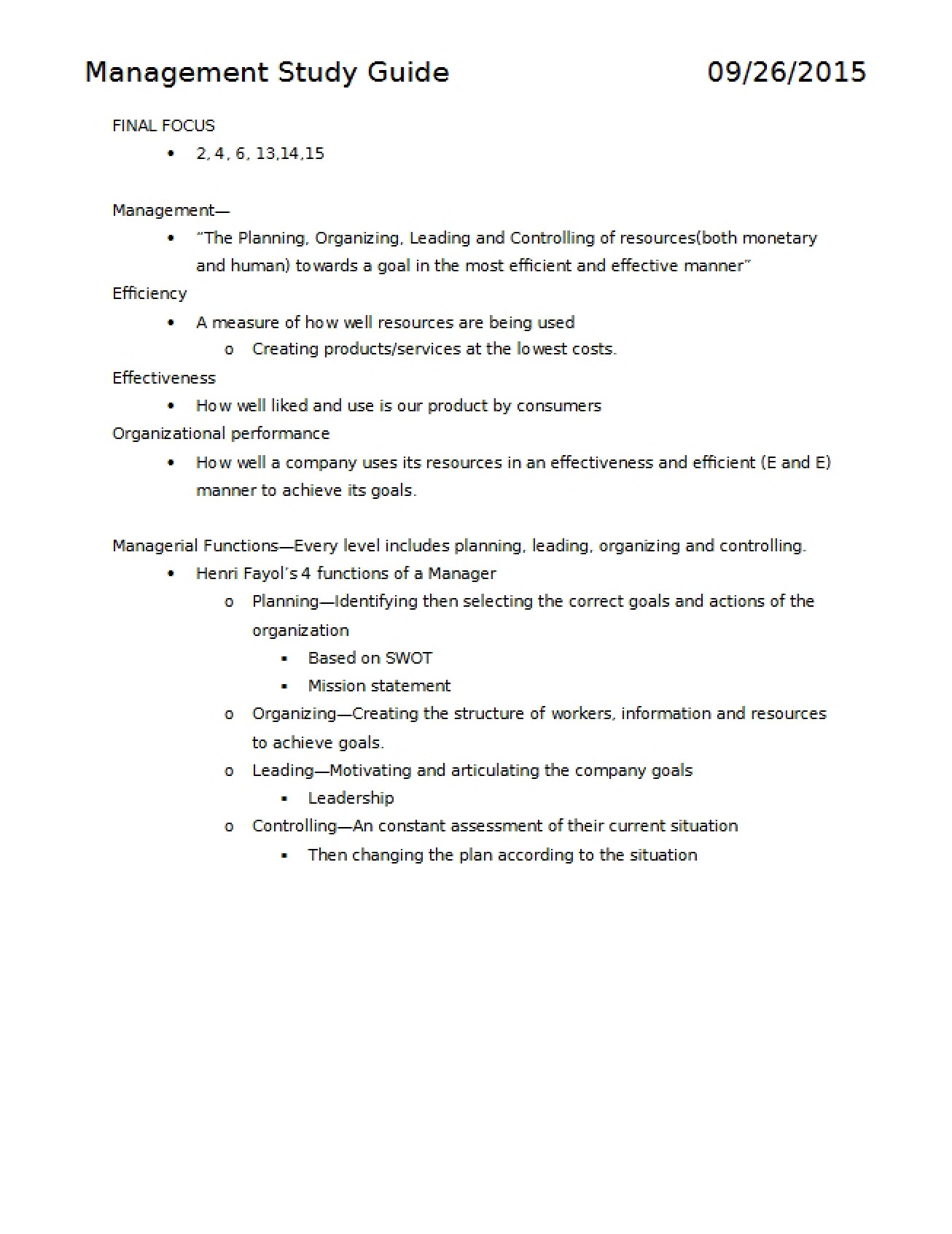 Management Study Guide