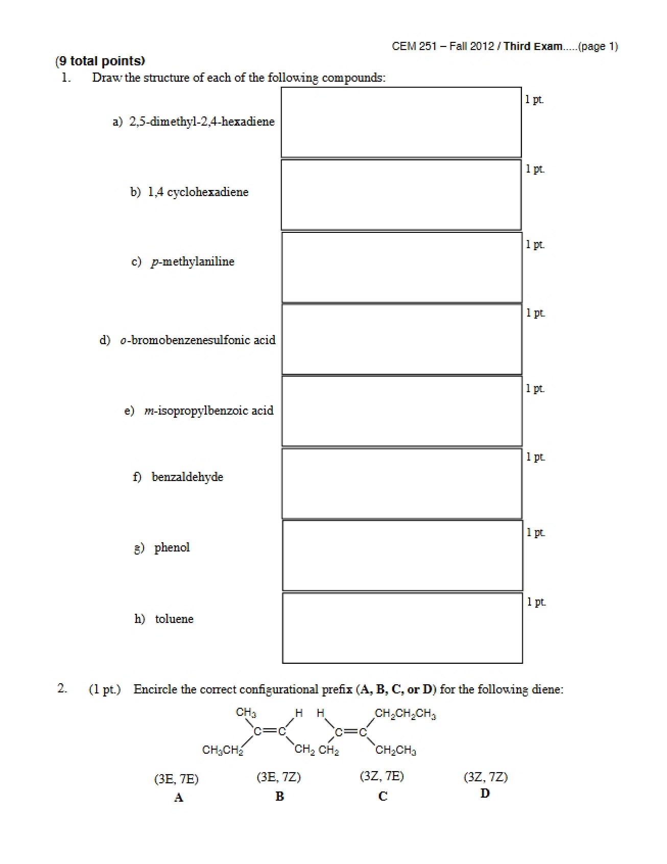White Version of Third Exam