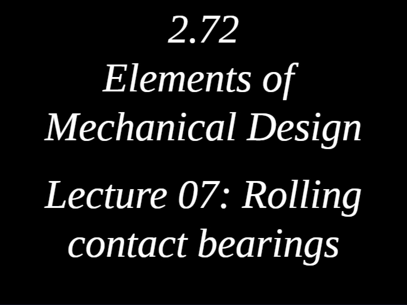 Mechanical Design Elements