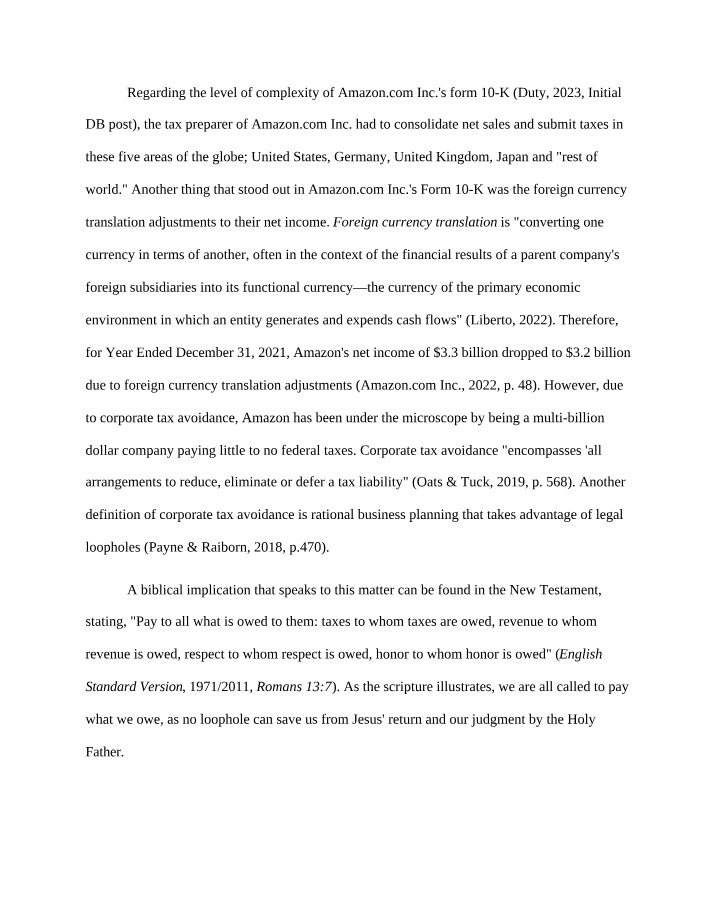 Amazon Form 10-K and Corporate Tax Complexity