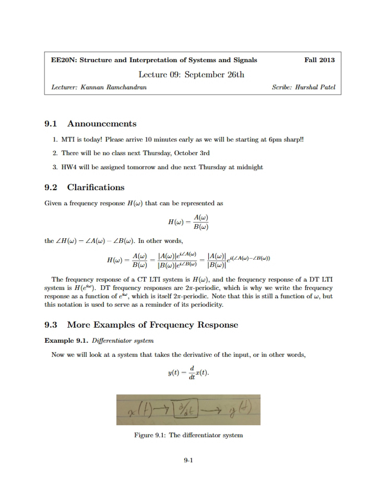 Ninth Lecture