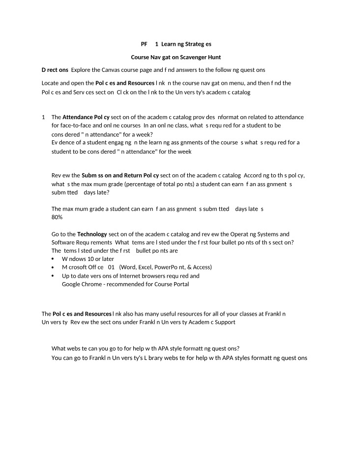 Course Navigation Scavenger Hunt (PF 321)