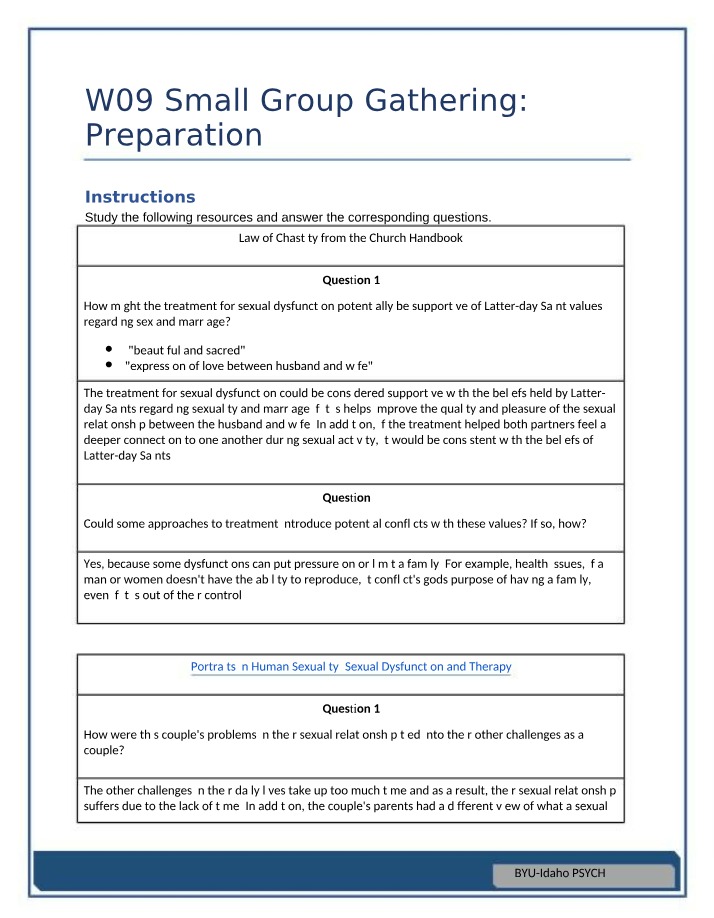 Week 9 Small Group Preparation
