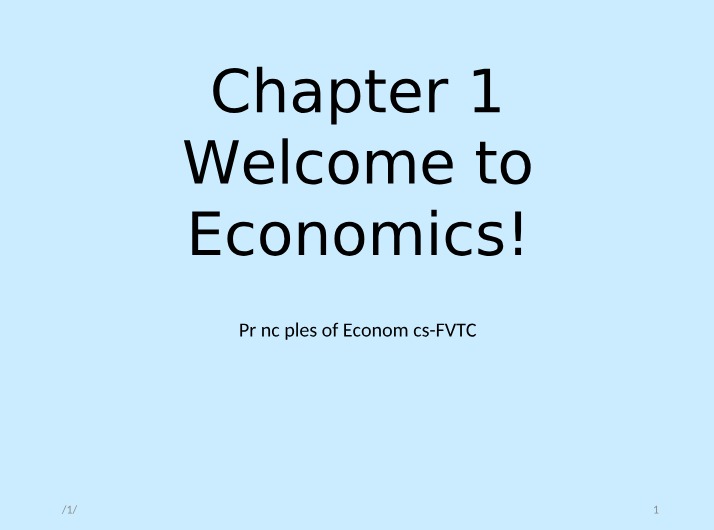 Welcome to Economics