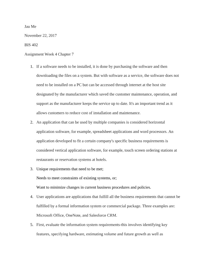 Week 4 Assignment - BIS 402 Chapter 7