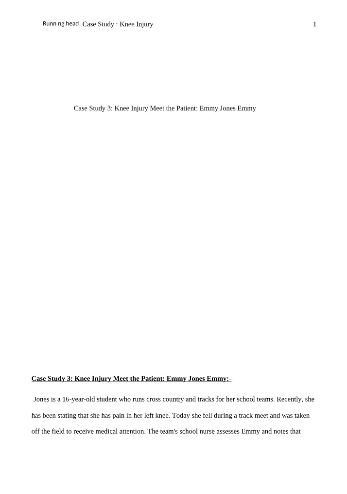 Treatment for Knee Injury in a Cross Country Runner