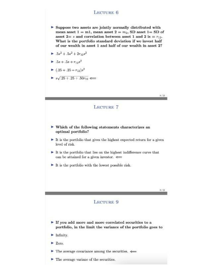 Foundations of Finance Lectures