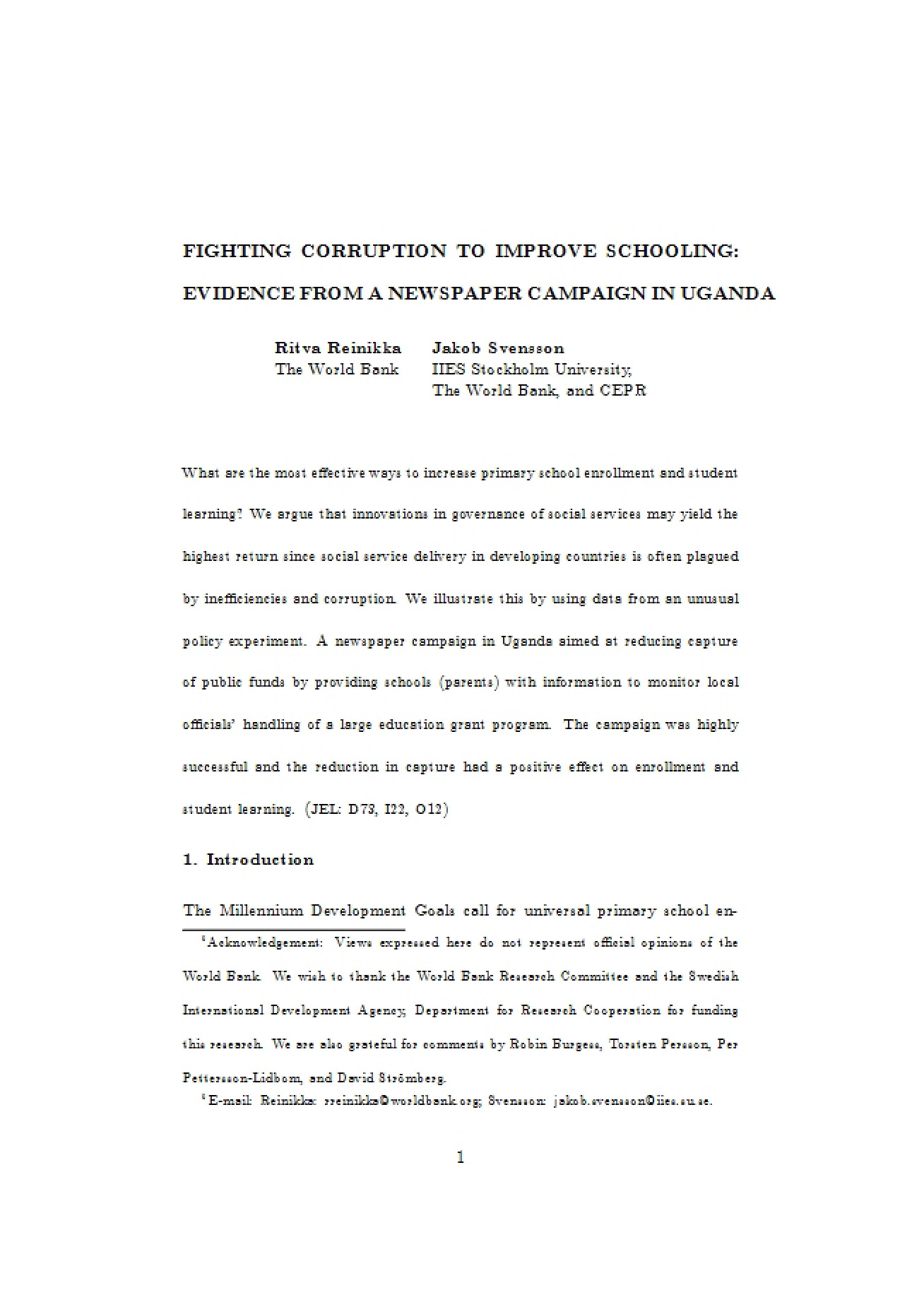 Strategies for Fighting Corruption to Improve Schooling