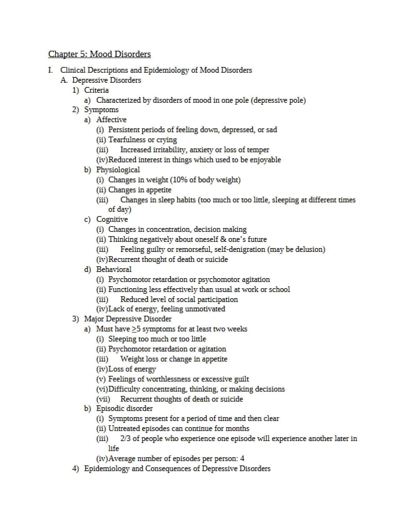 Mood Disorders (Chapter 5)