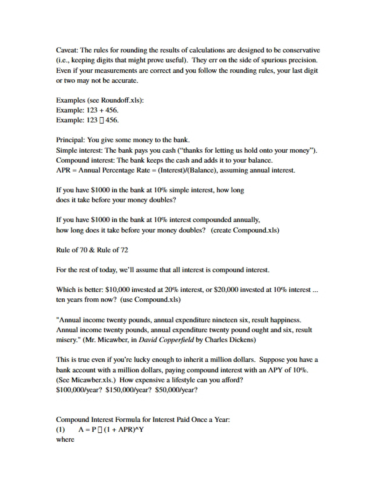 Lecture Notes for Math 141