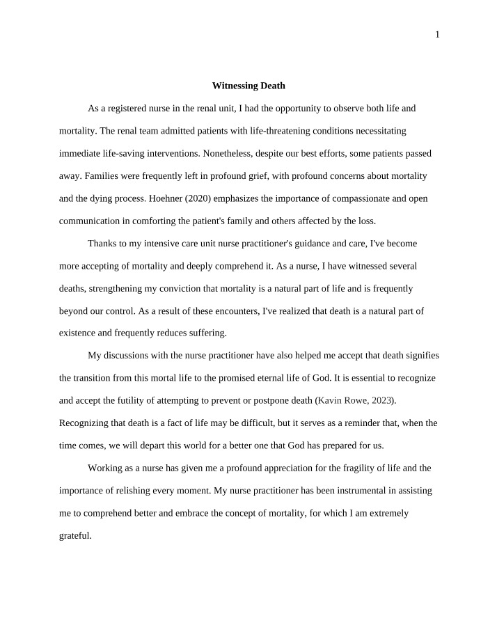 Witnessing Death - Understanding Mortality and Compassion