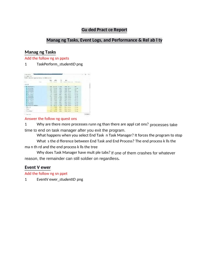 Report on Guided Practice