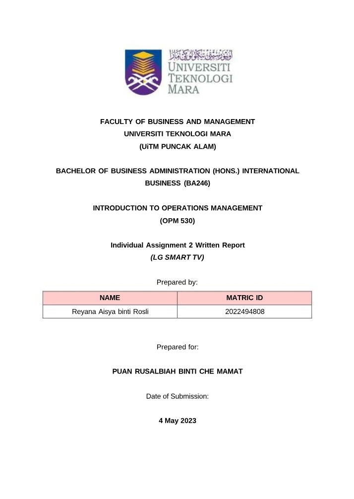 Written Report - Individual Assignment 2