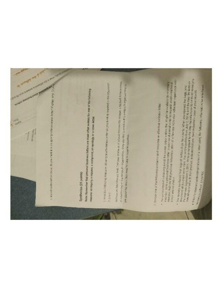 Assignment for Business Letter Writing