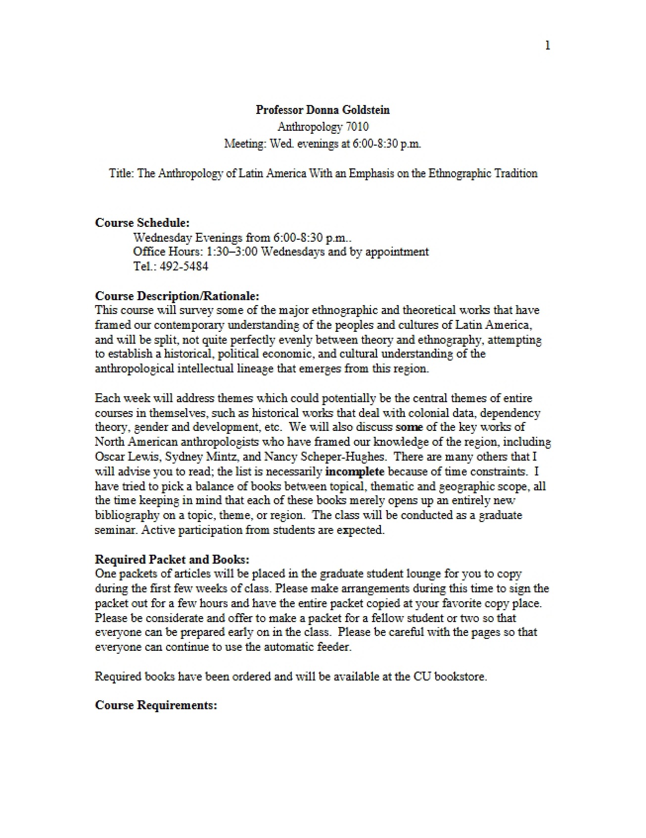 Contemporary Theory in Cultural Anthropology Syllabus
