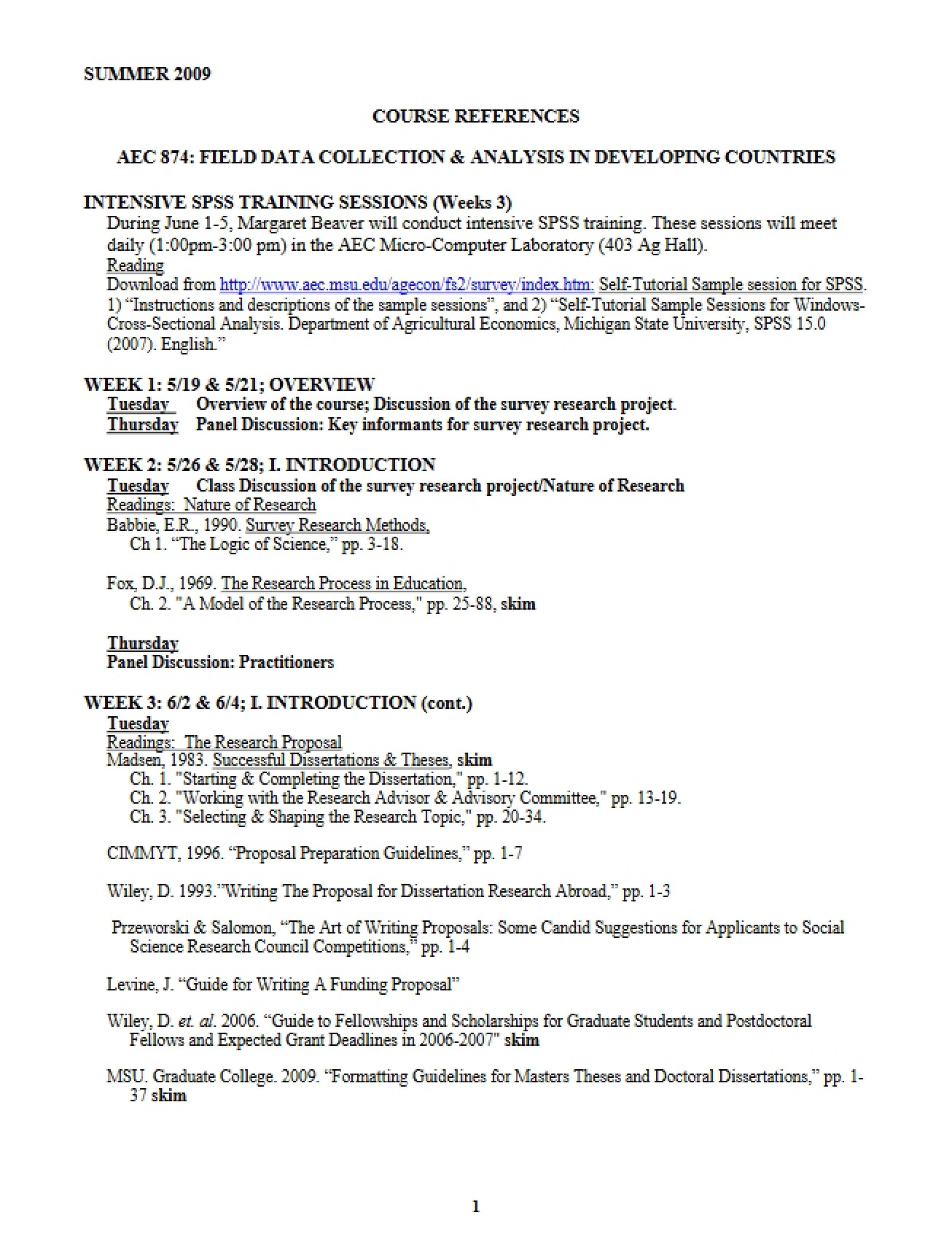 References for Course