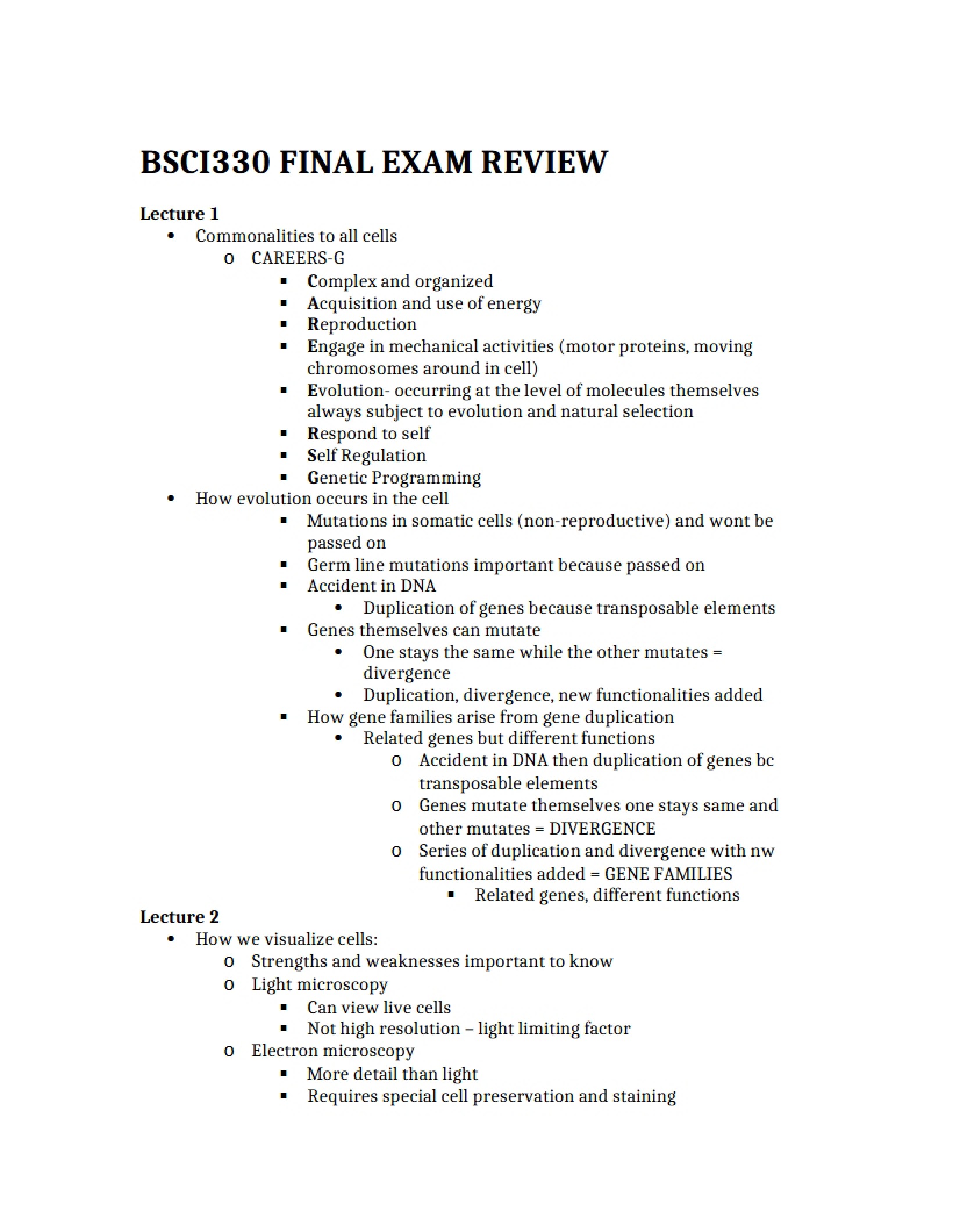 Universal Cellular Characteristics Introductory Lecture