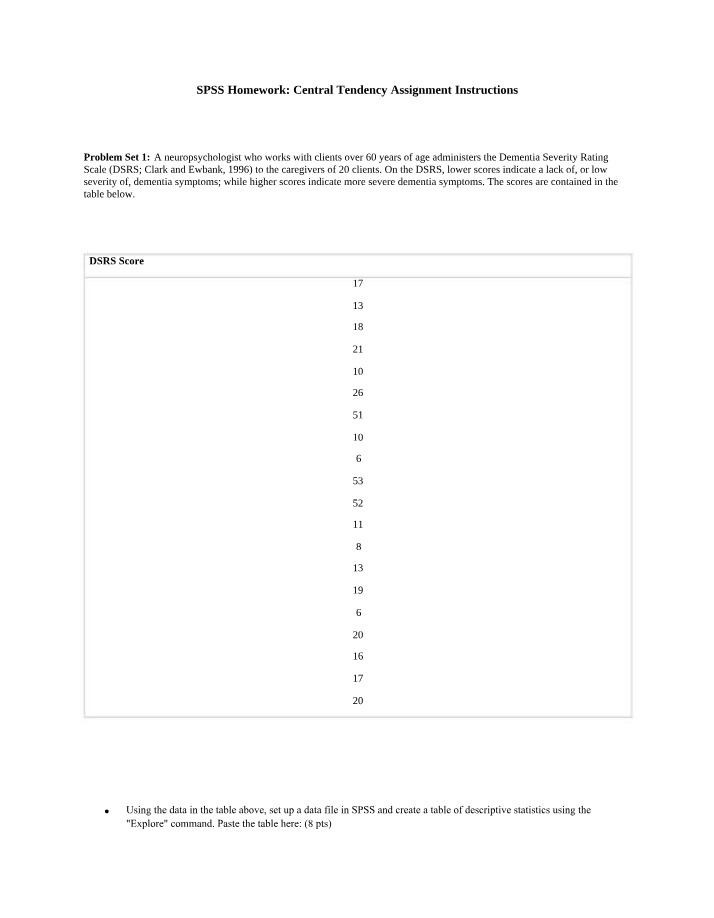 Central Tendency Assignment