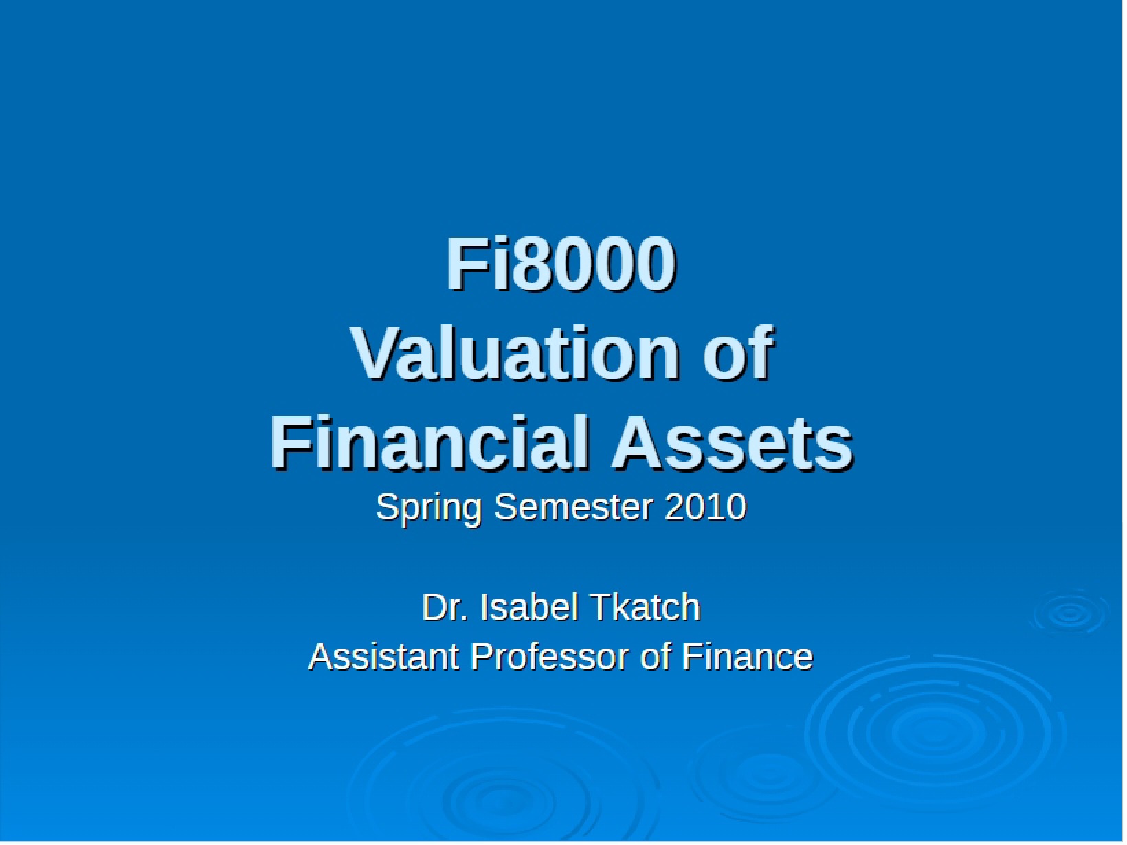 Derivatives Part II - FI 8000