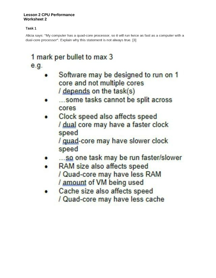 CPU Performance Worksheet 2 - Lesson 2