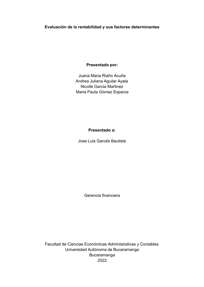 Gerencia Financiera - Taller 2