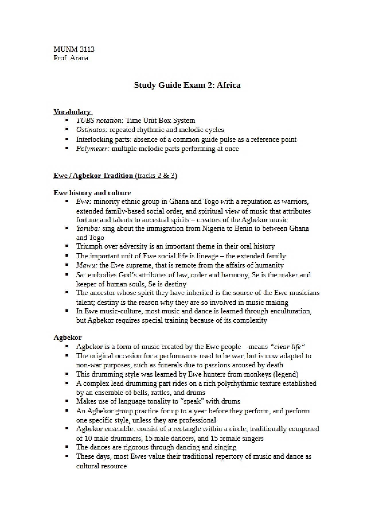 World Music Exam 2 Review