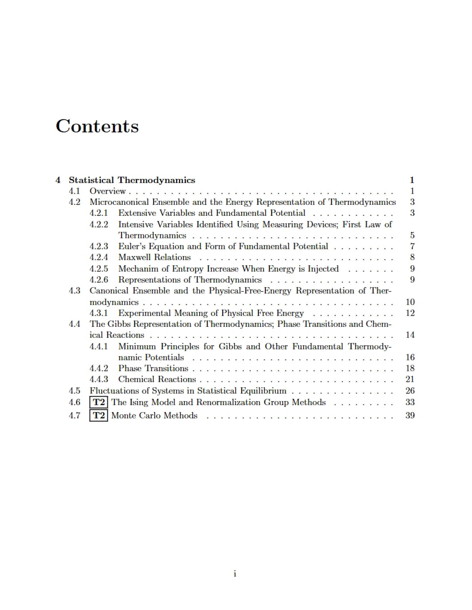 Statistical Thermodynamics Concepts