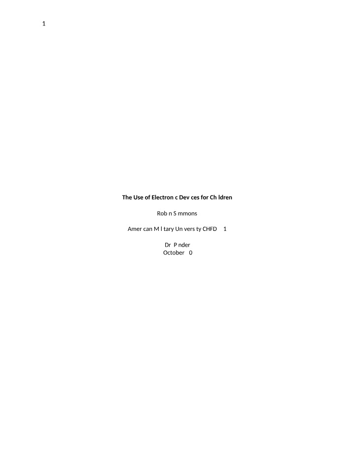 Impact of Electronic Devices on Children